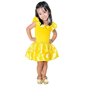 Fantasia Bela e a Fera Infantil Vestido Longo de 2 a 12 anos (P 2-4)