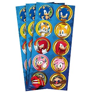 Adesivo Redondo Sonic Festa De Aniversário 30 Unidades