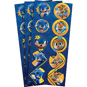 Adesivo Redondo Sonic 2 Festa De Aniversário 30 Unidades