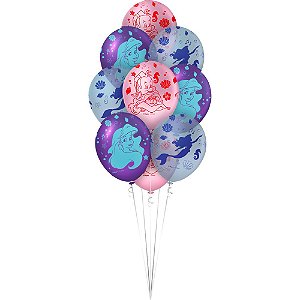 10 Bexigas Balão Festa Pequena Sereia Ariel 12 Polegadas Premium
