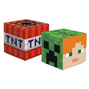 Caixa Surpresa Minecraft Cubo Para Lembrancinha Festa Aniversário 8 Unidades