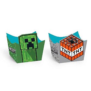 Porta Forminha Para Doces Minecraft TNT/CREEPER Festa De Aniversário 24 Unidades