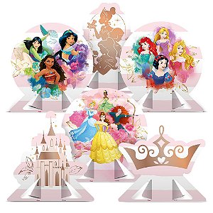 6 Enfeite Display Decoração De Mesa Tema Festa Jardim Das Princesas Disney