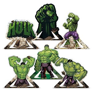 6 Enfeite Display Decoração De Mesa Tema Festa Hulk