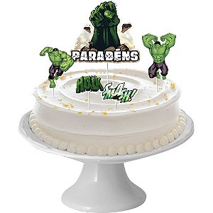 5 Topo Decoração de Bolo Tema Festa Hulk