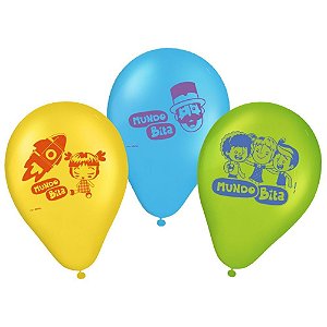 25 Bexigas Balão Festa Mundo Bita 9 Polegadas