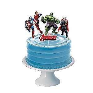 4 Topo Decoração de Bolo Tema Festa Vingadores