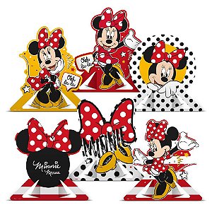 6 Enfeite Display Decoração De Mesa Tema Festa Minnie Mouse