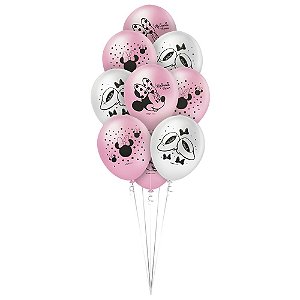 25 Bexigas Balão Festa Minnie Mouse Rosa 9 Polegadas