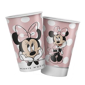 8 Copos Festa Minnie Mouse Rosa 180 ML