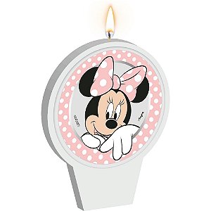 Vela Plana Mêsversário Festa Minnie Mouse Rosa