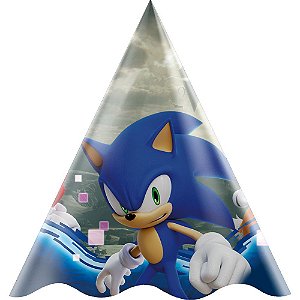 12 Chapéus De Festa Aniversário Sonic Frontiers