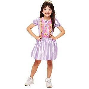 Fantasia Vestido Rapunzel Curto Infantil