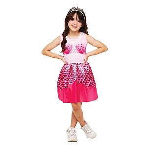 Fantasia Vestido De Sereia Pink Curto Infantil