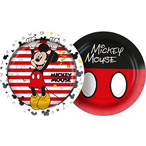 8 Pratos Redondo Tema Festa Mickey Mouse