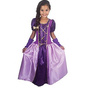 Vestido Infantil Princesa Sofia Rapunzel C/ Busto Trançado - Rosa