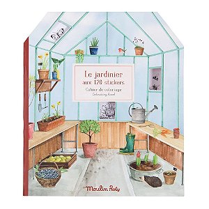 Livro de Colorir com Adesivos - Jardim