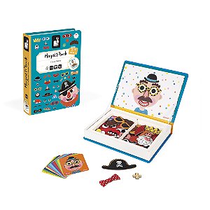 Livro Magnético Crazy Faces personagens Janod