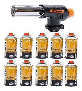 Maçarico Guepardo Flame Gun Com Regulagem + 10 Refil Nautika