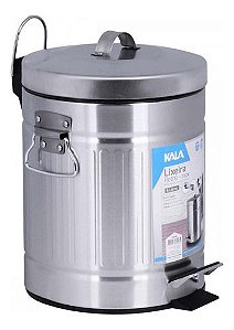 Lixeira 5 Litros Retro Inox C/ Balde Interno Removível Kala