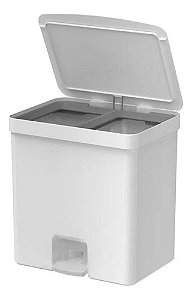 Lixeira Pedal Duplo Compartimento 30l Fechada Trium Cor Branco