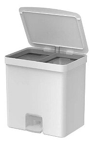 Lixeira Dupla Pedal 20l Banheiro Cozinha Reciclagem Branco