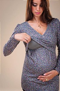 BLUSA BATA ESTAMPADA COM MANGA LONGA PARA AMAMENTAR S 9L43KR2FD