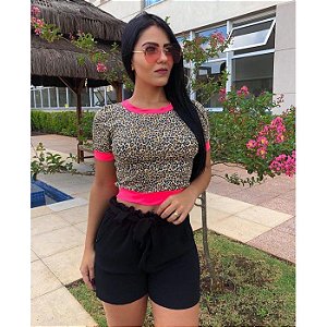 vestido animal print com neon