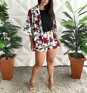 Conjunto kimono e short branco Clearance