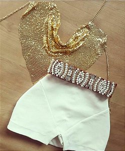 blusa de strass frente única