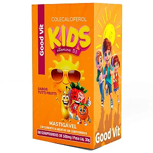 Vitamina D3 c/ 60 Comprimidos Mastigável sabor Tutti Frutti