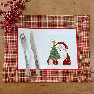 NATAL - TOALHA DE BANDEIJA BORDADA NOEL XD, 42cm x 30cm