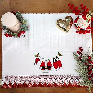 NATAL - TOALHA DE ROSTO BORDADA, VARAL ROUPA 50X80CM