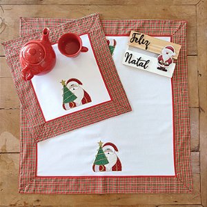 NATAL - CENTRO DE MESA E FOGÃO, NOEL ARVORE 100% ALGODÃO