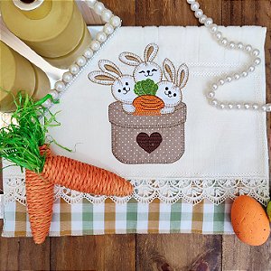TOALHA DE LAVABO AVULSO PÁSCOA - COELHOS VASO.