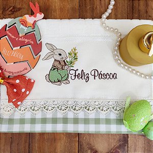 PÁSCOA - TOALHA DE LAVABO AVULSO JARDINEIRO VERDE 01