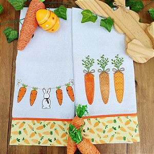 KIT 2 PANOS DE PRATO PÁSCOA - VARAL CENOURA