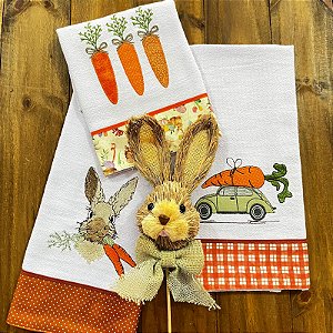 KIT 3 PANOS DE PRATO PÁSCOA - LARANJA