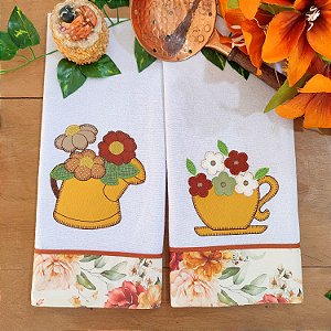 KIT 2 PANOS DE PRATO – FLORAL, 65cm x 44cm.