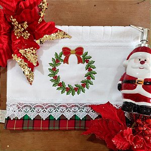 NATAL - TOALHA DE LAVABO BORDADA - GUIRLANDA ALINE
