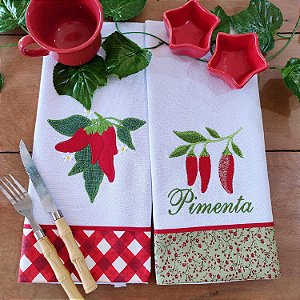 KIT 2 PANOS DE PRATO – PIMENTAS, 65CM X 44CM.