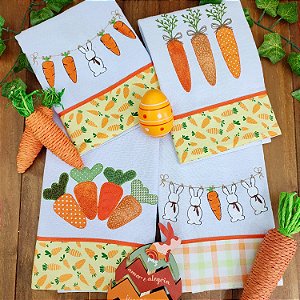 KIT 4 PANOS DE PRATO PÁSCOA - CENOURINHAS