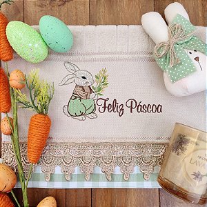 PÁSCOA - TOALHA DE LAVABO AVULSO JARDINEIRO VERDE 02