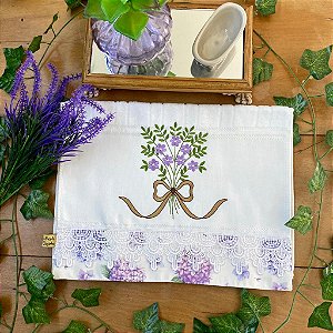 TOALHA DE LAVABO AVULSO BORDADO - BOUQUET LAVANDA, 30CM X 45CM