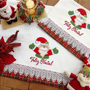 NATAL - KIT ROSTO E LAVABO BORDADO, NOEL ABRAÇO