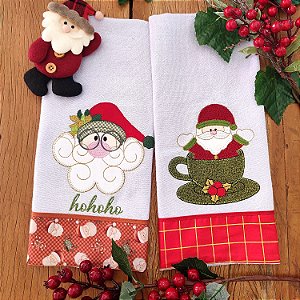 Natal KIT 2 PANOS DE PRATO – Noel 01, 65cm x 44cm.