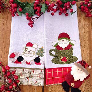 Natal KIT 2 PANOS DE PRATO – Noel 02, 65cm x 44cm.