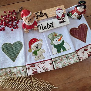 NATAL - KIT 4 PANOS DE PRATO BORDADOS 05, 65CM X 44CM
