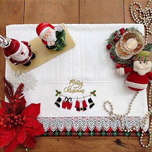 NATAL - TOALHA DE ROSTO BORDADA, MERRY CHRISTIMAS 50X80CM