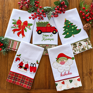 KIT 5 PANOS DE PRATO NATAL - 013, 65CM X 44CM